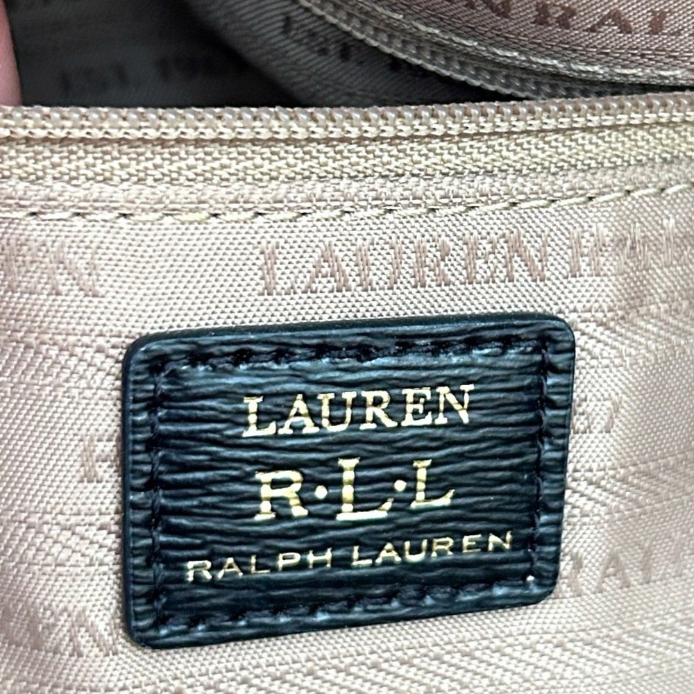 Lauren Ralph Lauren Saffiano Newbury Sabine Satchel Black Leather Gold Hardware - Picture 9 of 12